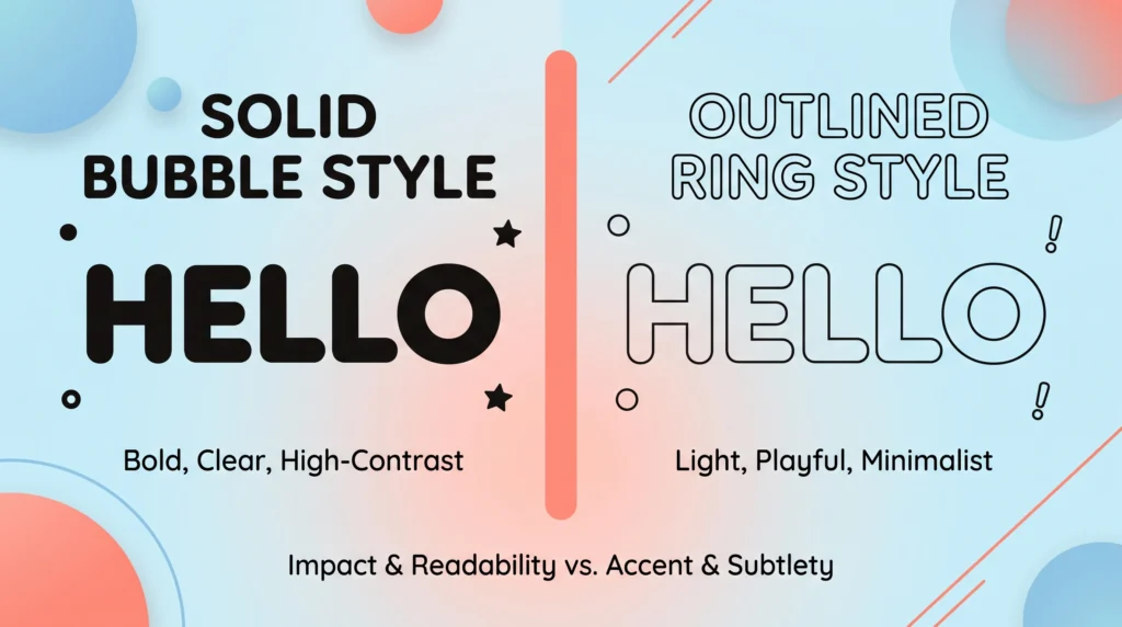 Filled vs. Outline Bubble Text